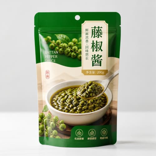 藤椒酱包装袋 藤椒调味酱锁香耐油彩印自立复合袋