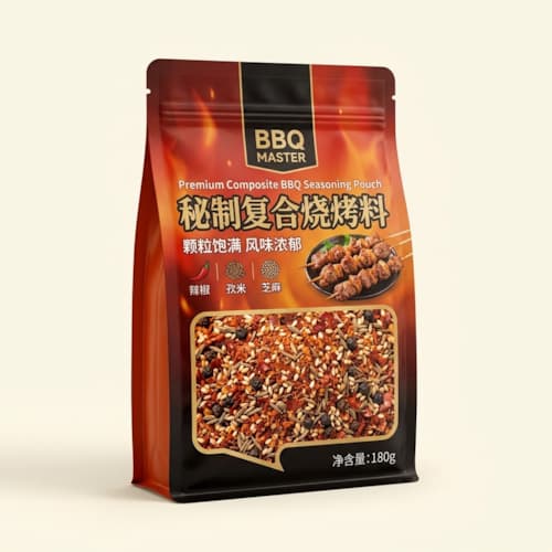 烧烤料包装袋 烧烤复合调味颗粒开窗八边封自立袋