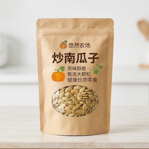 南瓜子包装袋 炒货瓜子牛皮纸开窗自立拉链袋