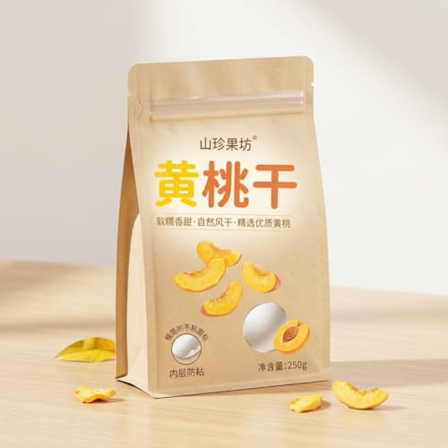 黄桃干包装袋 果干蜜饯防粘牛皮纸自立拉链袋