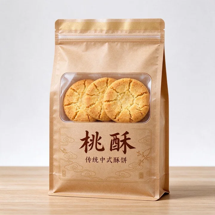 桃酥牛皮纸袋（中式酥饼防油复古开窗自