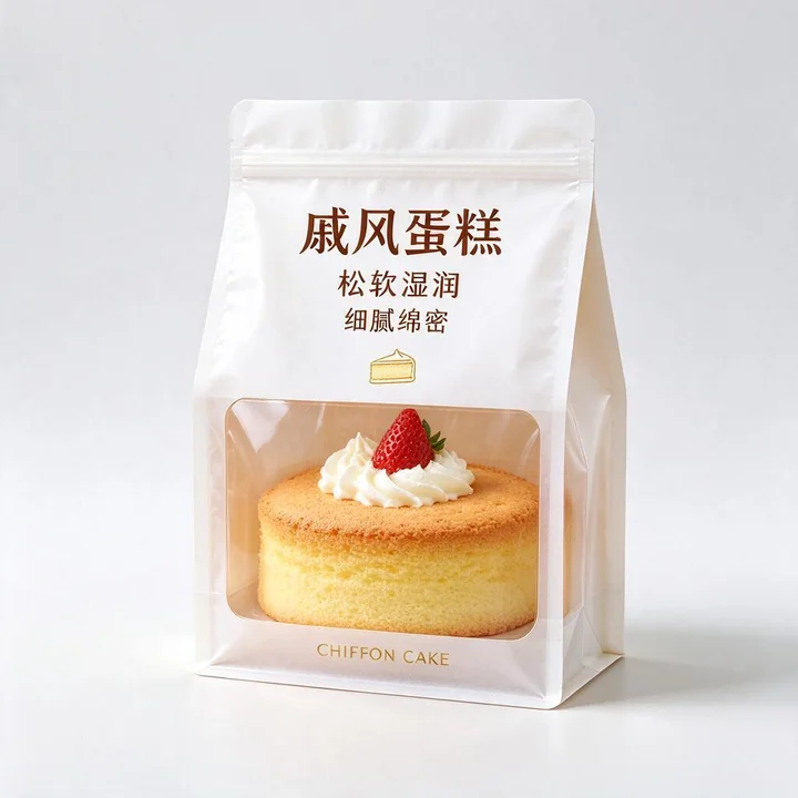 蛋糕自立袋（戚风蛋糕保湿防油开窗八边