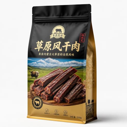 风干肉包装袋（草原风干肉避光锁香八边