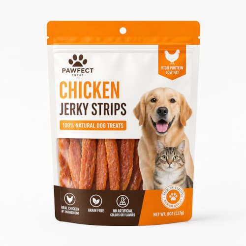 宠物肉干零食袋（猫狗烘干肉条耐油彩印自立拉链包装袋）