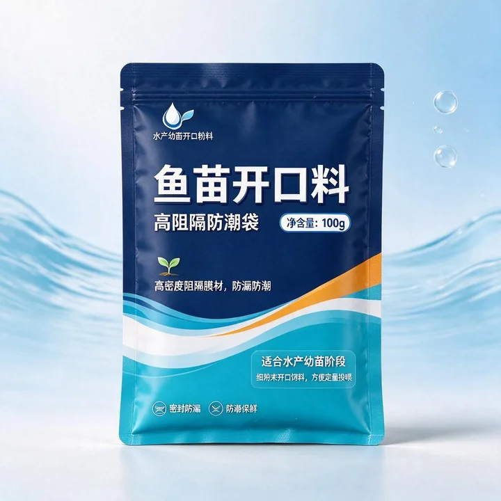鱼苗开口料包装袋（水产幼苗粉末饲料高阻隔防潮袋）