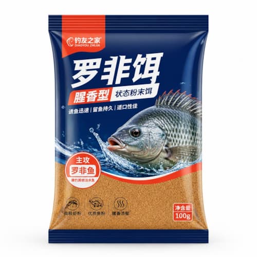 罗非鱼饵料袋（罗非钓饵粉末饵避光锁香三边封复合袋）