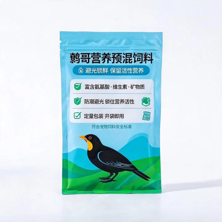 鹩哥鸟食包装袋(鹩哥饲料粉末预混料避光铝箔复合袋)