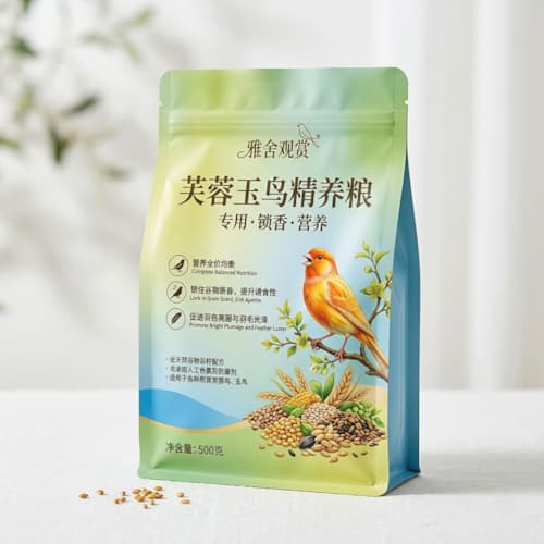 玉鸟饲料包装袋(芙蓉鸟饲料锁香防潮复合自立包装袋)