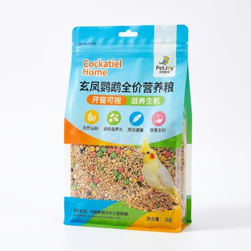 玄凤鹦鹉粮包装袋(玄凤鸟食开窗可视自立密封复合袋)