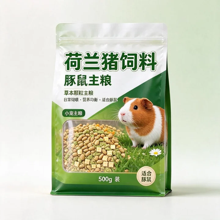 荷兰猪饲料袋（豚鼠粮食开窗彩印自立密封复合袋）