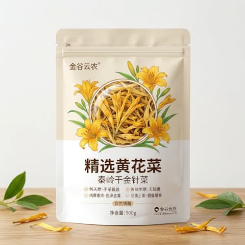黄花菜包装袋（干金针菜锁香避光防潮自立拉链袋）