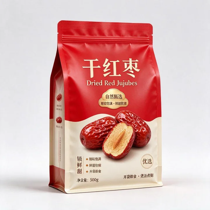 干红枣包装袋（大枣干果防氧化彩印八边封自立袋）