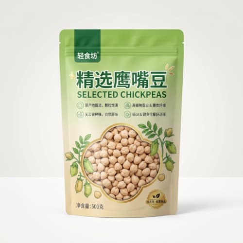 鹰嘴豆包装袋(鹰嘴豆杂粮避光防潮开窗自立袋)