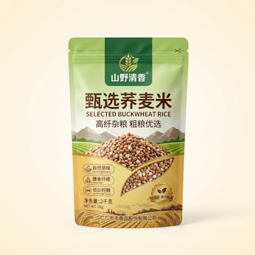 荞麦米包装袋（荞麦杂粮颗粒耐挤压彩印包装袋）