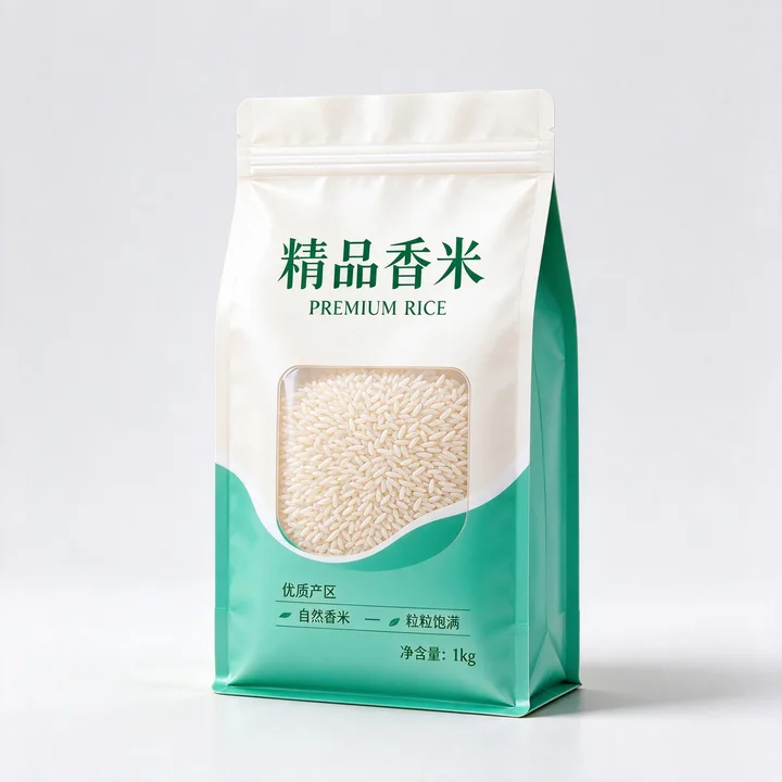 大米八边封自立袋 小包装大米可视窗口拉链密封袋